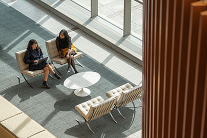colleagues meeting in the lobby