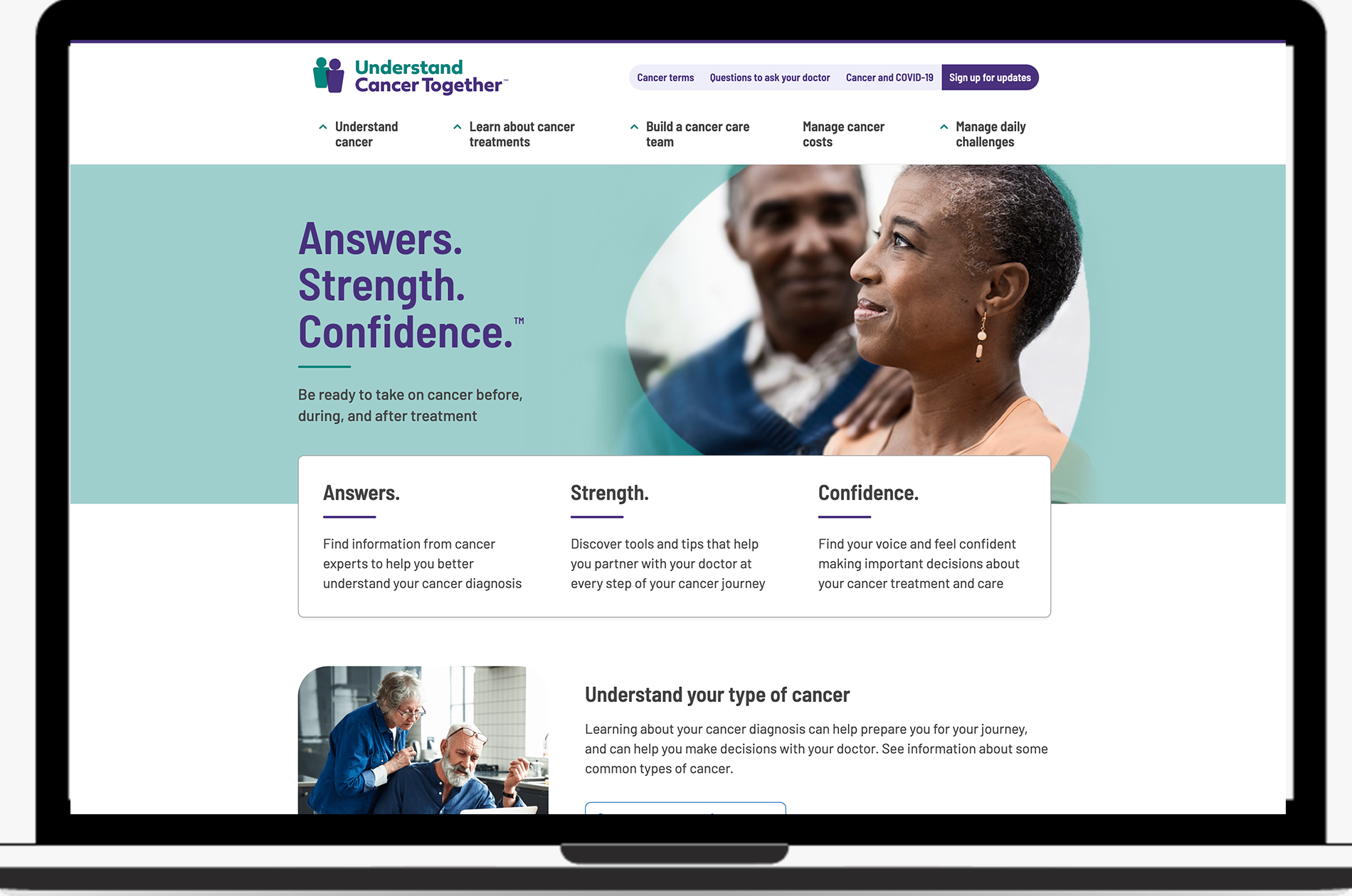 understand cancer together site opened on macbook