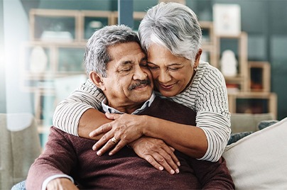 Couple embracing