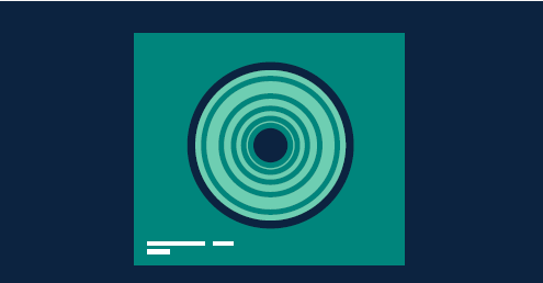 A picture with green and teal circles in the middle