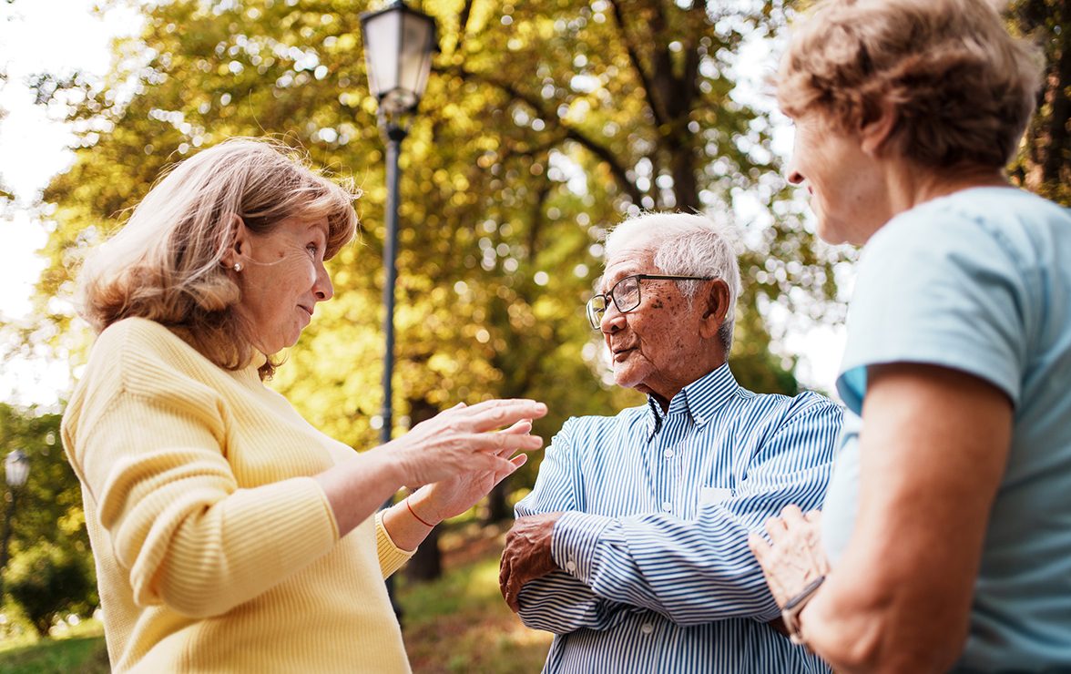 a small group of adults conversing